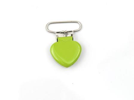 Pacifier clip heartshaped lime