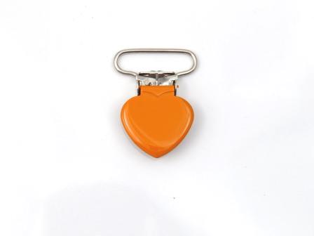 Pacifier clip heartshaped orange