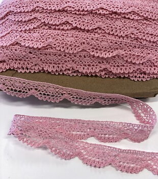 Non elastic lace cotton pink 18mm