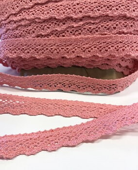 Non elastic lace cotton warm pink 18mm