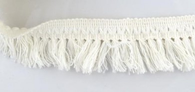 Non elastic lace cotton tassels nature colored 45mm
