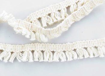 Non elastic lace cotton tassels nature colored 15mm