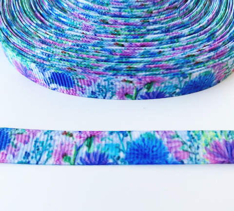 Printed ribbon cornflower 10mm