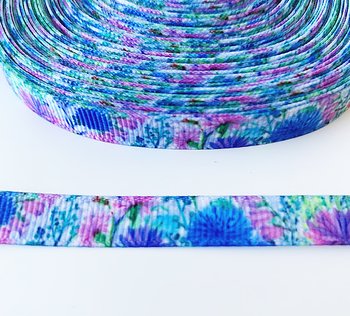 Printed ribbon cornflower 10mm