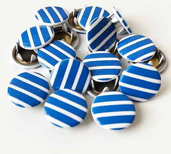Snap-on button Blue stripes Trådsnella