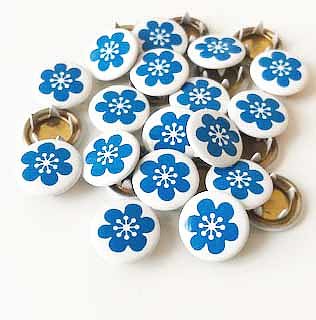 Snap-on button Blue flower Vintage in my heart