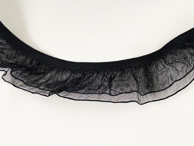 Elastic lace elastic ribbon with tulledoubble  black - 2