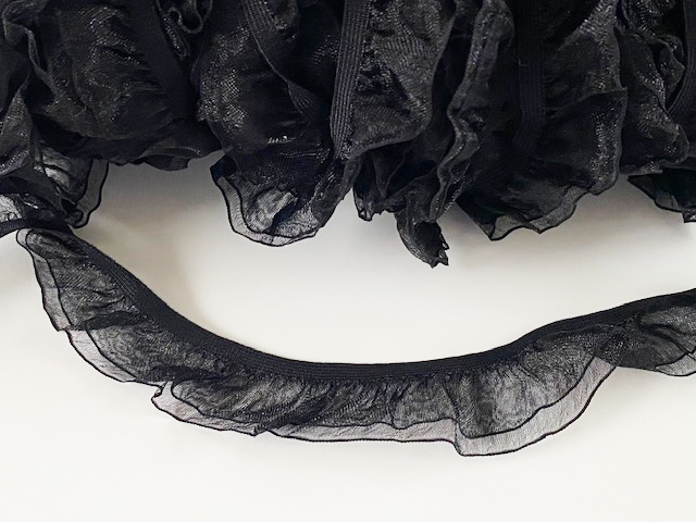 Elastic lace elastic ribbon with tulledoubble  black