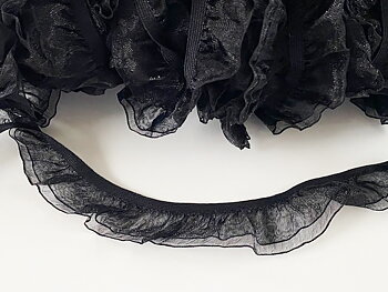 Elastic lace elastic ribbon with tulledoubble  black
