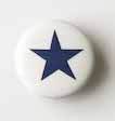Snap-on button Blue star on white - 2