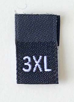 Black woven folded sizelabel 3XL