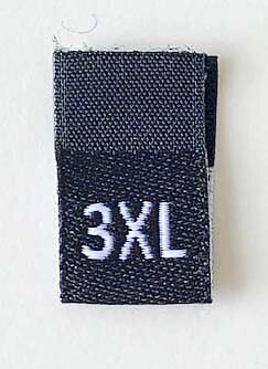 Black woven folded sizelabel 3XL