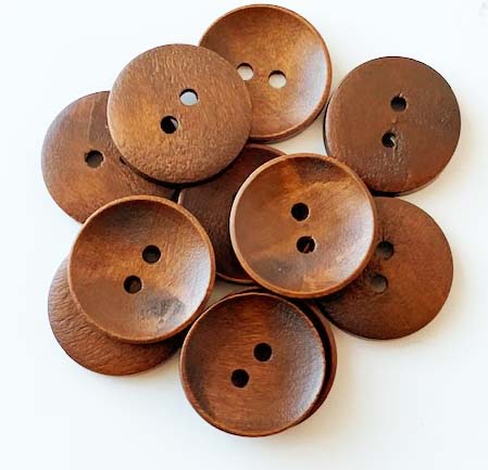 23mm Wooden Buttons - Brown