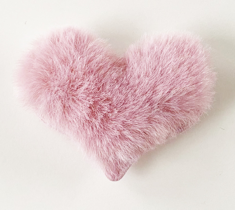 Applique fake fure heart dullpink