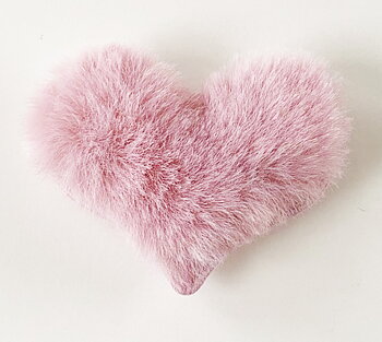 Applique fake fure heart dullpink