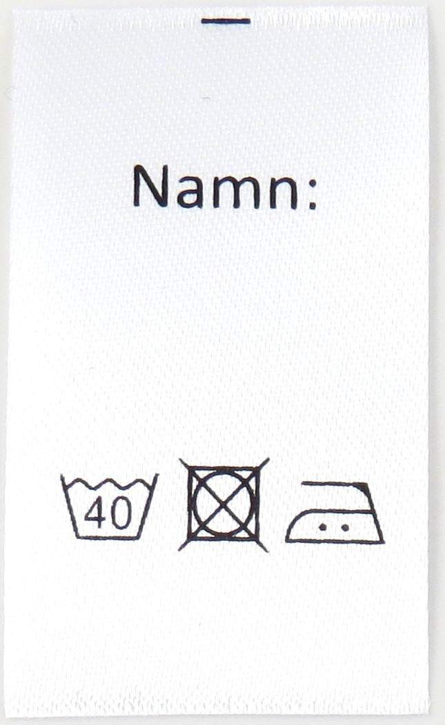 Satinlapp Namn med tvättråd