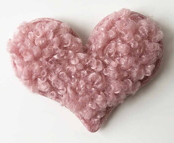 Applique fake fure kurley dullpink heart