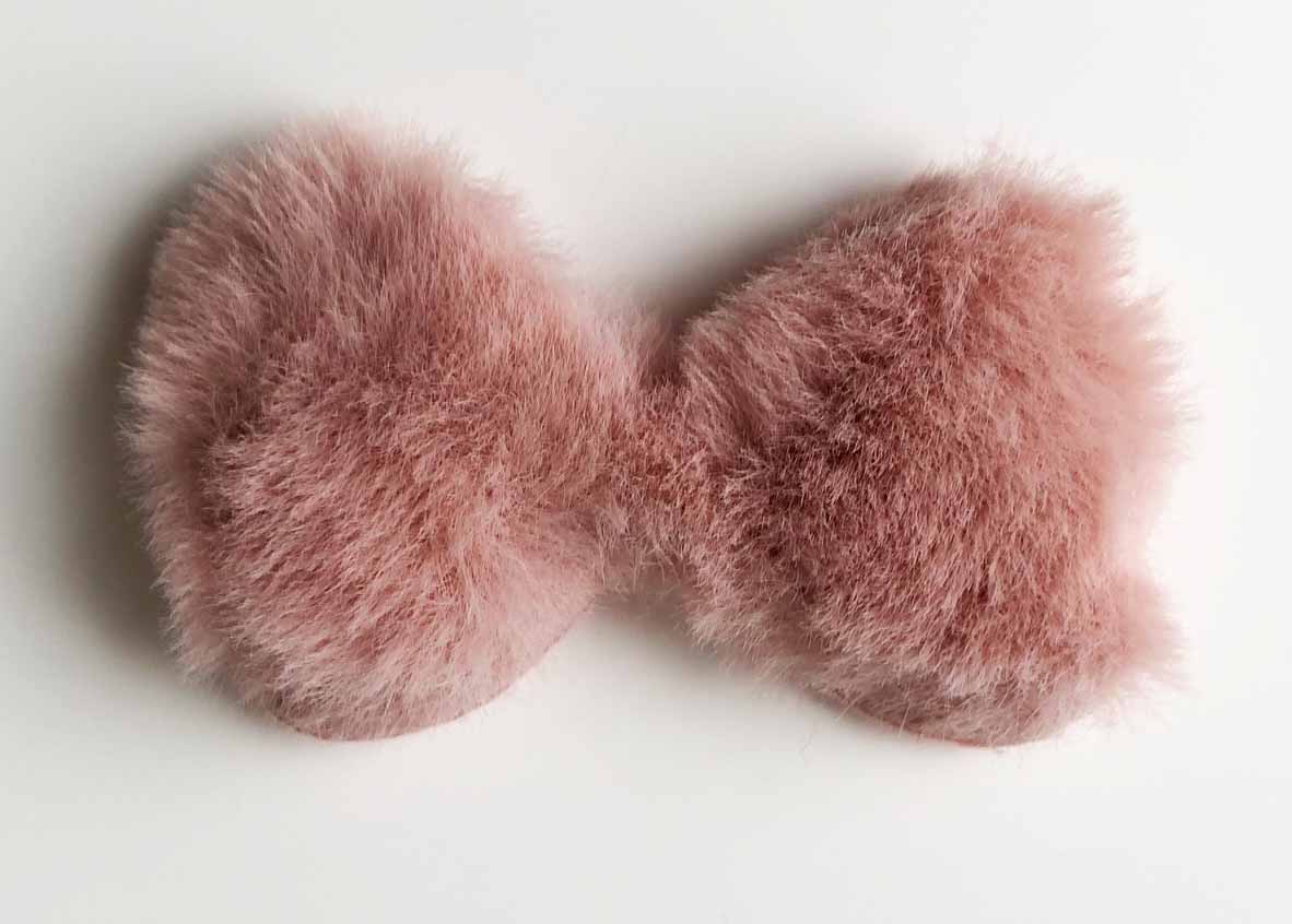 Applique fake fure dullpink bow