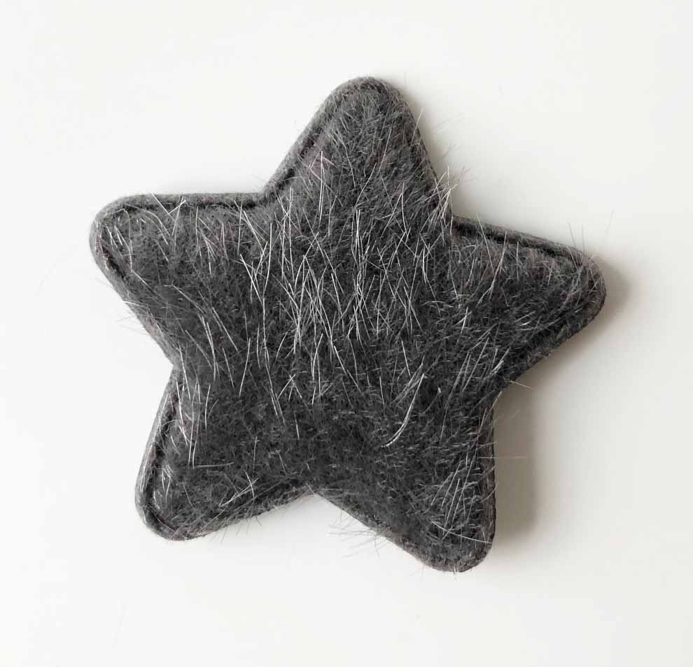 Applique fake fure grey star 
