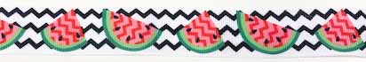 Printed ribbon Chevron watermelons 22mm