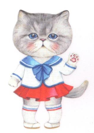 Iron-on Applique Cat with purple sailor dress