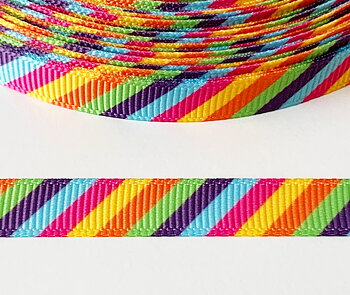 Printed ribbon diagonal stripes 10mm