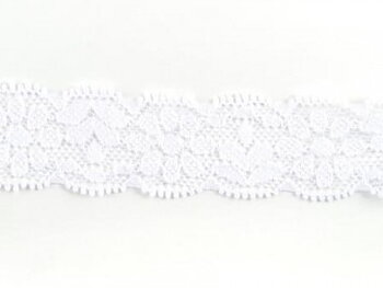 Elastic lace knitted white 25mm 