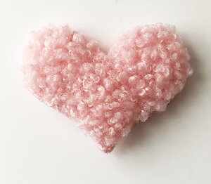 Applique fake fure curly pink heart