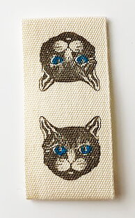 Tryckt bomulls lapp Katt (blå ögon)