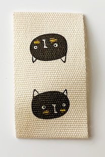Tryckt bomulls lapp Katt (svart)