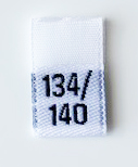 White woven folded sizelabel 134/140