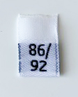 White woven folded sizelabel 86/92
