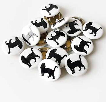 Snap-on button Cat  silhouette