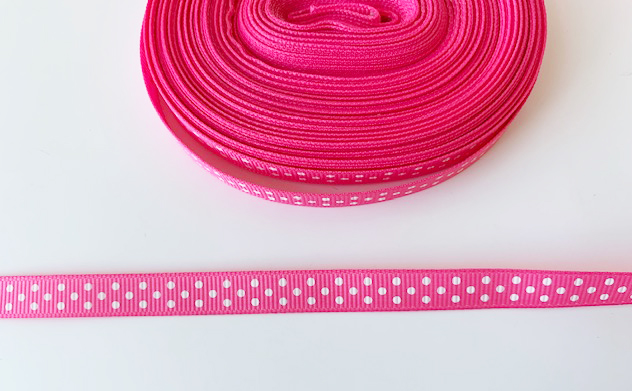 Printed ribbon polkadots on cherry 10mm