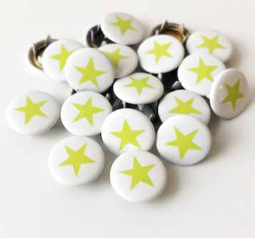 Snap-on button Lime star on white