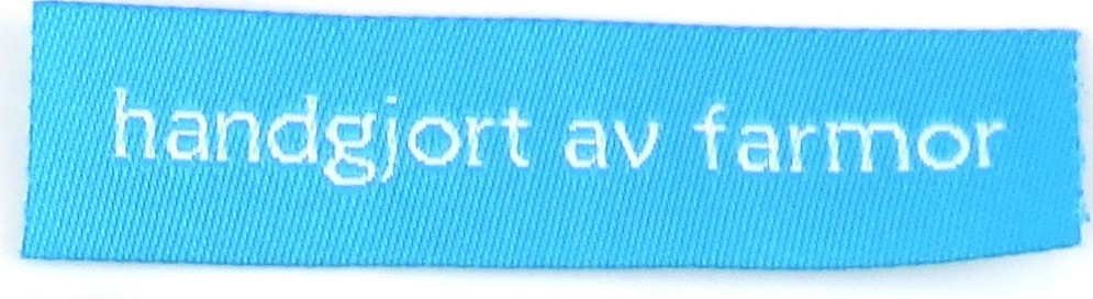 Woven straightcut label Farmor turquise - 2