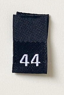 Black woven folded sizelabel 44