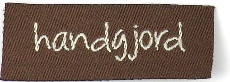 Woven straightcut label Handgjord brown - 2