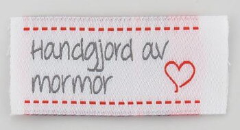 Woven straightcut label Handgjord av mormor white