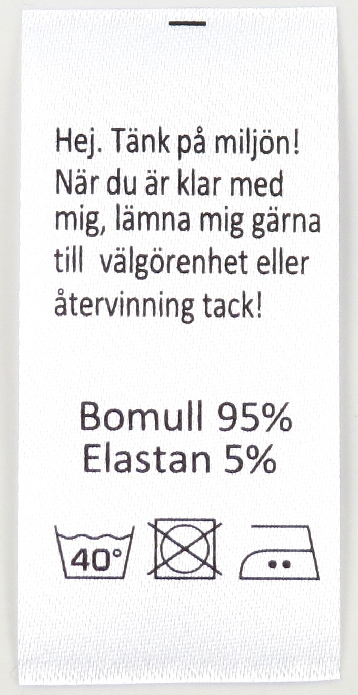 Satinlabel Tänk på miljön