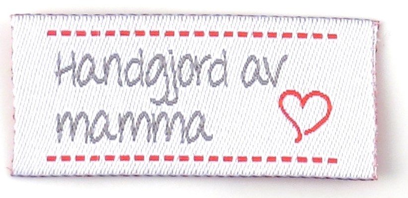 Woven straightcut label Handgjord av mamma white
