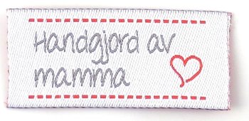 Woven straightcut label Handgjord av mamma white