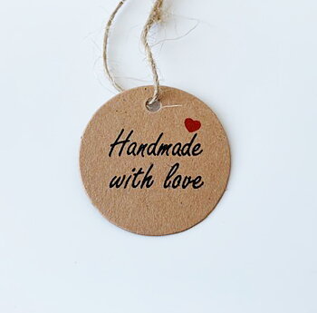 5-pack Hangtags handmade with love brown 30mm