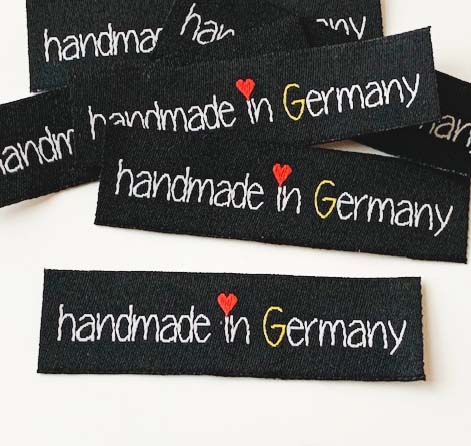 Woven straightcut label Handmade in Germany