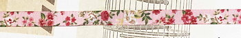Printed ribbon flowers on pink 10mm