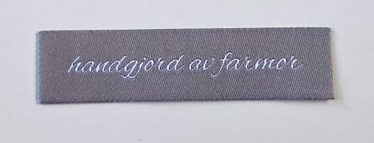 Woven straightcut label Handgjord av farmor grey/white - 2