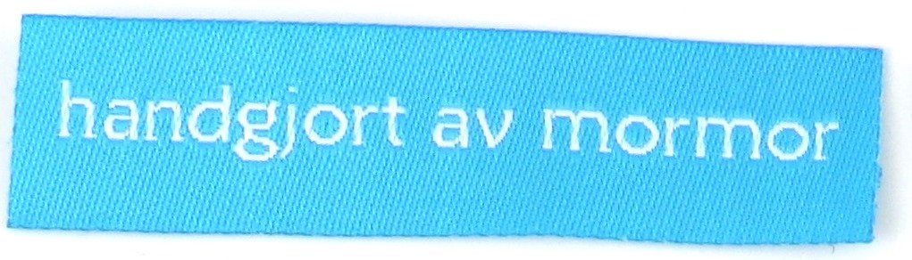 Woven straightcut label Handgjord av mormor turquise - 2