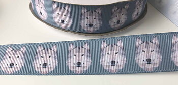 Tryckt band pixlade vargar 22mm