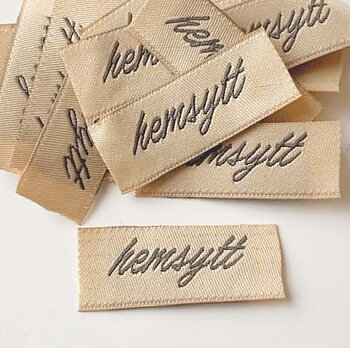 Woven straightcut label Hemsytt beige