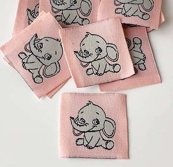 Woven straightcut label Elephant
